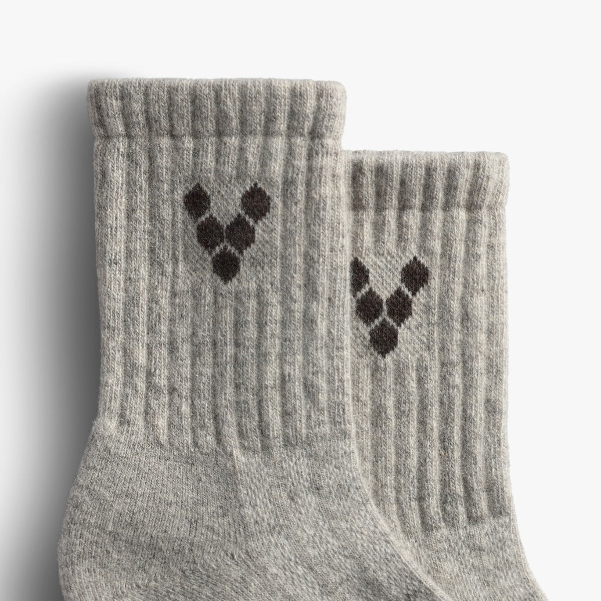 Mim Sheep Wool Thick Socks Unisex - Grey Light Brown