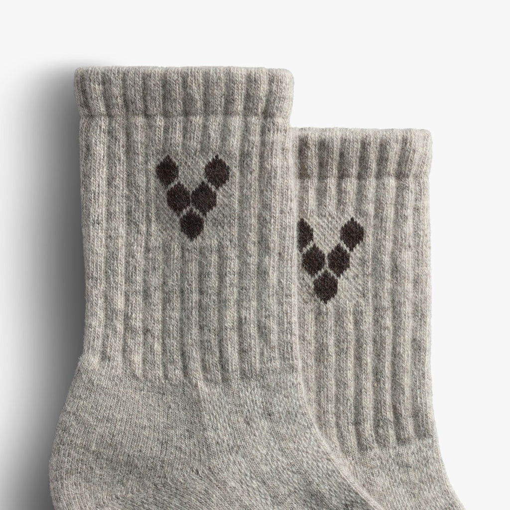 Mim Sheep Wool Thick Socks Unisex - Grey Light Brown